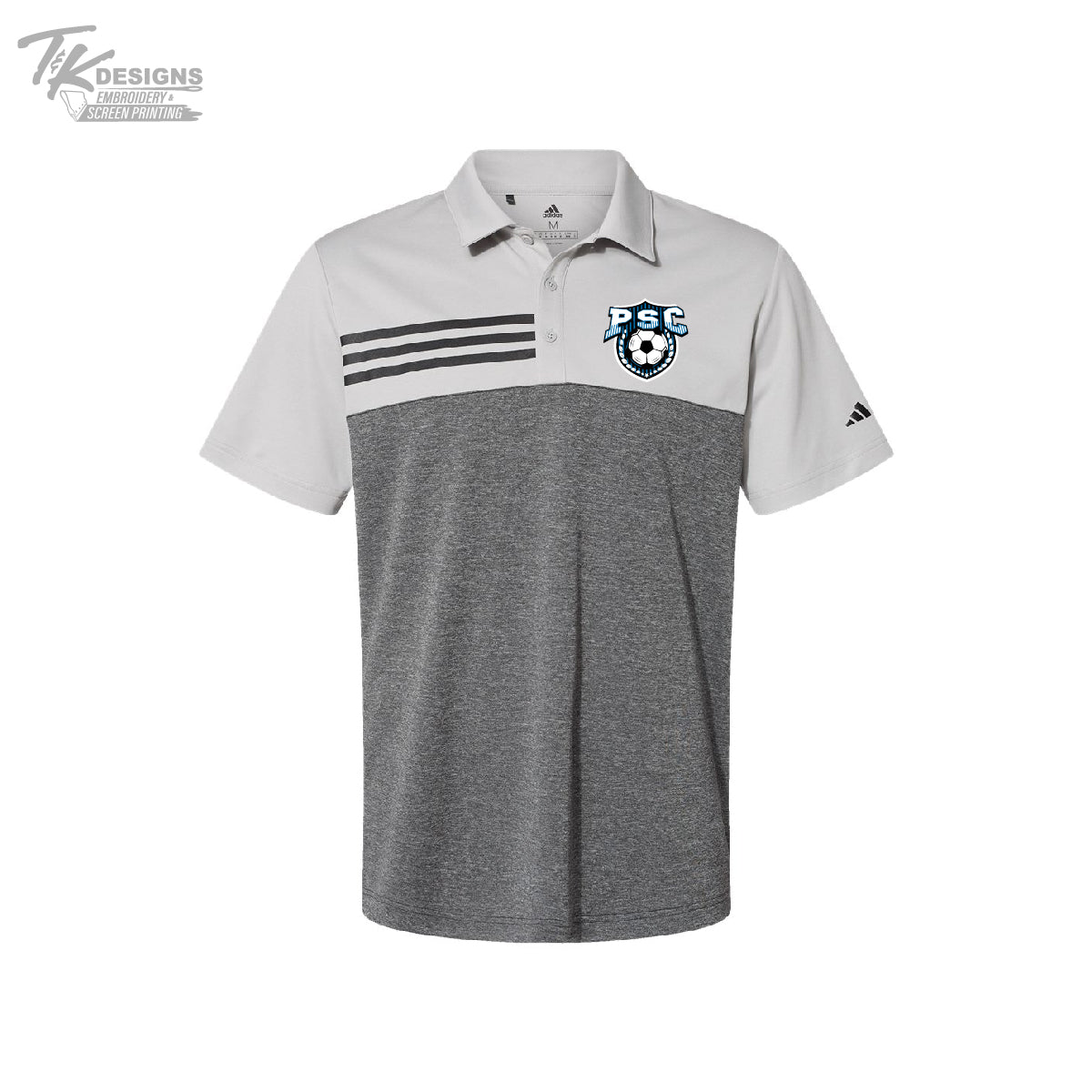 PSC A508 Heathered Colorblocked 3-Stripes Polo