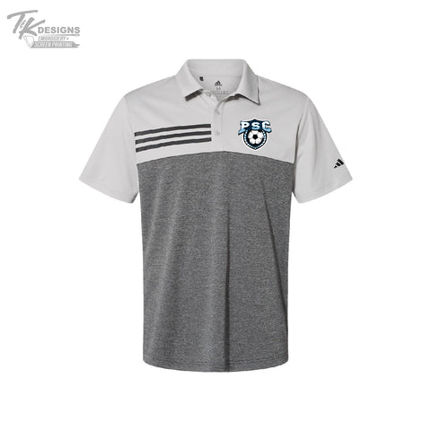 PSC A508 Heathered Colorblocked 3-Stripes Polo