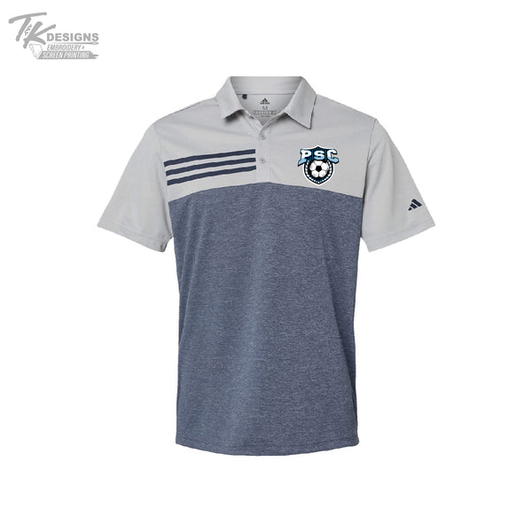 PSC A508 Heathered Colorblocked 3-Stripes Polo