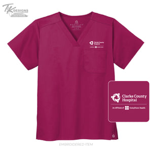 Clarke Co Hospital--Wink® Unisex WorkFlex Chest Pocket V-Neck Top-Unisex Fit