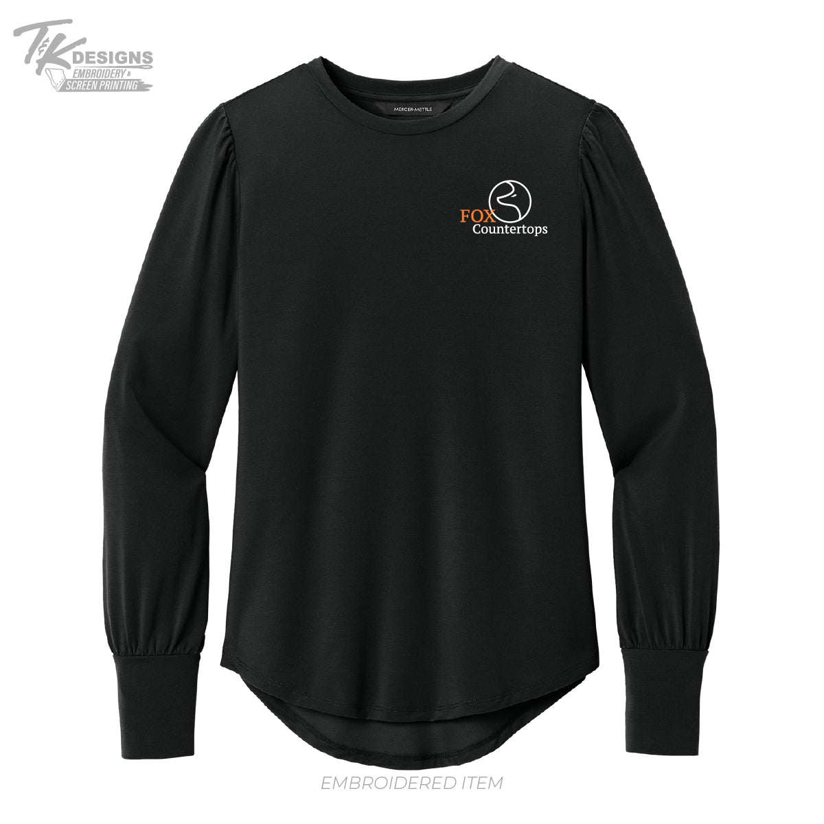 Fox Countertops MM1019 Mercer+Mettle® Women’s Stretch Jersey Long Sleeve Blouson Top