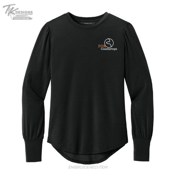 Fox Countertops MM1019 Mercer+Mettle® Women’s Stretch Jersey Long Sleeve Blouson Top