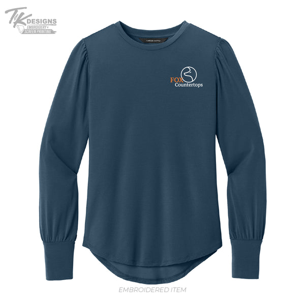 Fox Countertops MM1019 Mercer+Mettle® Women’s Stretch Jersey Long Sleeve Blouson Top
