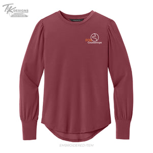 Fox Countertops MM1019 Mercer+Mettle® Women’s Stretch Jersey Long Sleeve Blouson Top