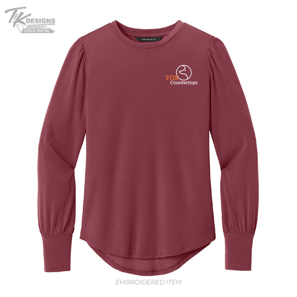 Fox Countertops MM1019 Mercer+Mettle® Women’s Stretch Jersey Long Sleeve Blouson Top
