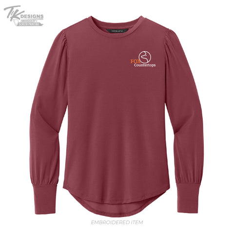 Fox Countertops MM1019 Mercer+Mettle® Women’s Stretch Jersey Long Sleeve Blouson Top