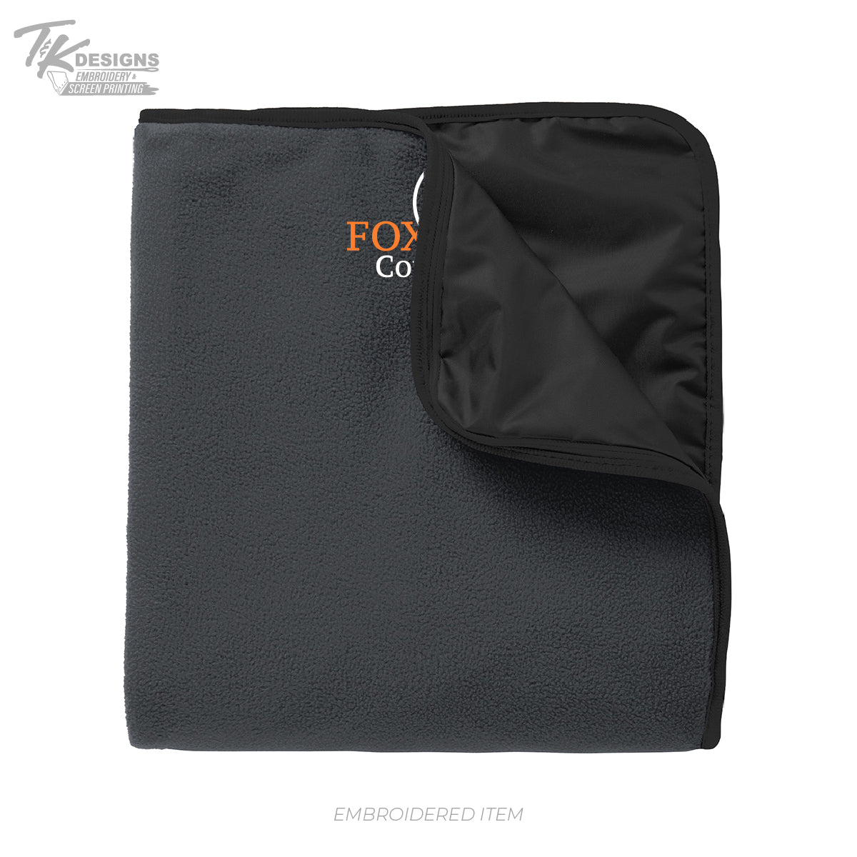 Fox Countertops TB850 Port Authority® Fleece & Poly Travel Blanket Lead Gray/Black
