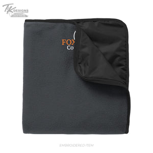 Fox Countertops TB850 Port Authority® Fleece & Poly Travel Blanket Lead Gray/Black