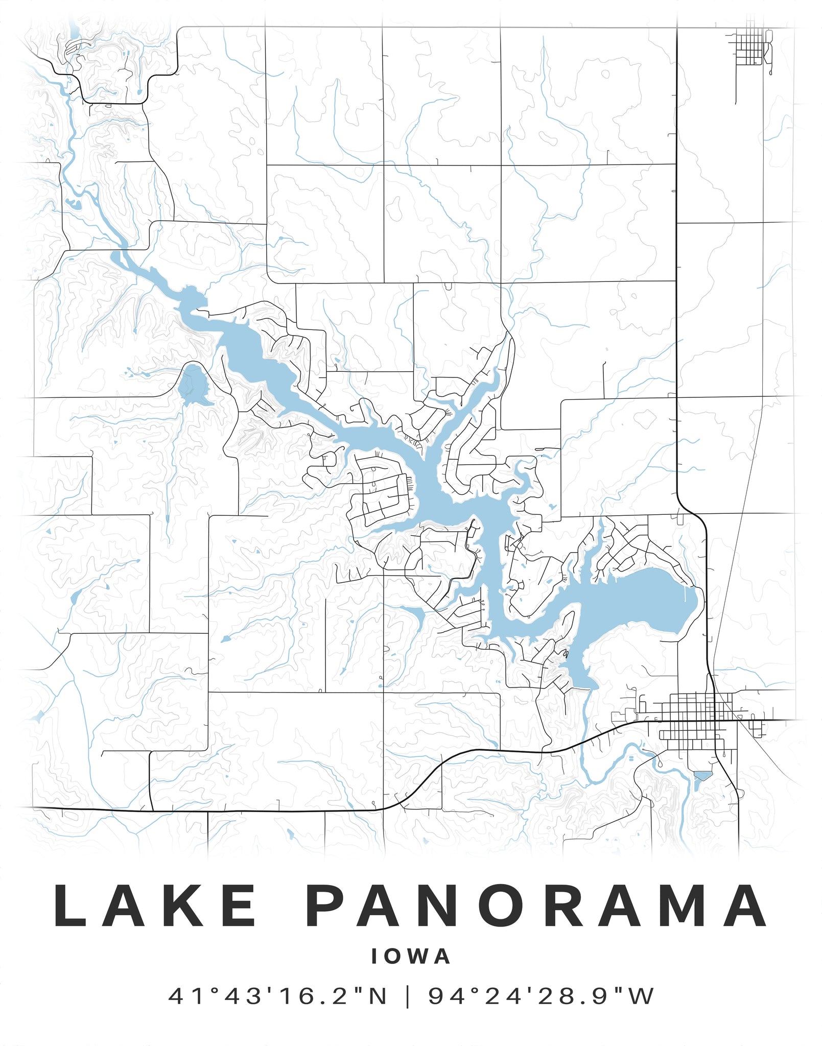 Lake Panorama Map Flour Sack Towel