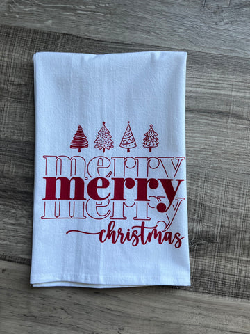 Merry Christmas Red Flour Sack Towel