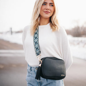 Black top leather crossbody